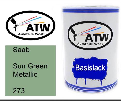 Saab, Sun Green Metallic, 273: 500ml Lackdose, von ATW Autoteile West.